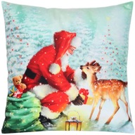 Vianočná obliečka na vankúš 40x40 Velúr Santa Claus s jeleňom Vianočná obliečka na vankúš 40x40 Velúr Santa Claus s jeleňom