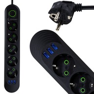 Power Strip 5M predlžovací kábel s 3xUSB prepínačom 5 ZÁSUVEK Power Strip 5M predlžovací kábel s 3xUSB prepínačom 5 ZÁSUVEK