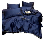 Elegantné obliečky so zlatým lemom 160x200, súprava, vankúš námornícka modrá Elegantné obliečky so zlatým lemom 160x200, súprava, vankúš námornícka modrá