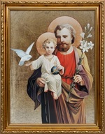 OBRAZ 46x36 SVÄTÝ JOSEF JEŽIŠ ZLATÝ RÁM OBRAZ 46x36 SVÄTÝ JOSEF JEŽIŠ ZLATÝ RÁM