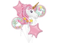 Kytica z fóliových balónov Unicorn 5 ks