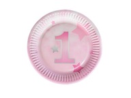 Narodeninové taniere na jeden rok ružové 18cm 6 ks