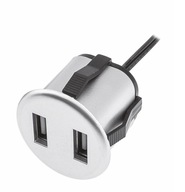 Nábytková USB nabíjačka do nábytkovej zásuvky adaptér napájanie strieborná 12V DC 5V Nábytková USB nabíjačka do nábytkovej zásuvky adaptér napájanie strieborná 12V DC 5V