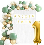 Girlandové balóny jeden rok staré meno boho zlaté konfety Girlandové balóny jeden rok staré meno boho zlaté konfety