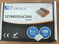 Rýchlospojka 1,5-2,5 mm² 3 kontakty E.4181 PAWBOL 100 kusov Rýchlospojka 1,5-2,5 mm² 3 kontakty E.4181 PAWBOL 100 kusov