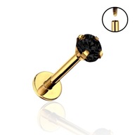 Titanium GOLD Labret s čiernym kryštálom 1,2/10/3 Titanium GOLD Labret s čiernym kryštálom 1,2/10/3