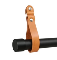 Záclonová tyč 25mm ČIERNA 140cm konzola koňak KOŽA 2 Záclonová tyč 25mm ČIERNA 140cm konzola koňak KOŽA 2