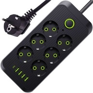 PREDLŽOVACÍ NAPÁJACÍ PÁSOK 6 ZÁSUVEK AC EU 4X USB + USB-C C 2500W PREDLŽOVACÍ NAPÁJACÍ PÁSOK 6 ZÁSUVEK AC EU 4X USB + USB-C C 2500W