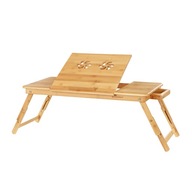 Výsuvný bambusový policový stolík na notebook