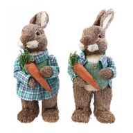 2ks Roztomilé slamené králiky Veľkonočné ozdoby zajačika