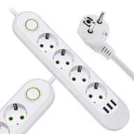 APPIO PREdlžovací kábel, 2m pásik, 4 zásuvky + 3x USB APPIO PREdlžovací kábel, 2m pásik, 4 zásuvky + 3x USB