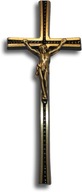 Kríž s drážkou a lištou, mosadz, výška 30 cm