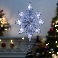 Hviezdny tip na vianočný stromček Lewondr, 42 cm, strieborný