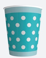 Modré papierové poháre s bodkami 250ml 8ks
