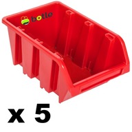 5 x Odpadkový box dielenská garáž 240x390x180 mm Červená