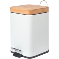 Kúpeľňový odpadkový kôš s pedálom White Bamboo Metal Loft Square 3L Kúpeľňový odpadkový kôš s pedálom White Bamboo Metal Loft Square 3L