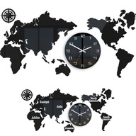 Hodiny s mapou sveta 110x55 Veľké moderné tiché 3D Hodiny s mapou sveta 110x55 Veľké moderné tiché 3D