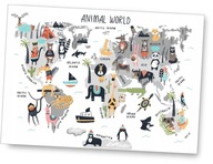 MAPA ZVIERAT Obraz 50x70 plagát, detská grafika MAPA ZVIERAT Obraz 50x70 plagát, detská grafika
