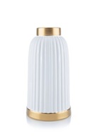 Elegantná rebrovaná biela a zlatá podkrovná váza