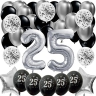 SÚPRAVA BALÓNOV na 25. narodeniny 25. VÝROČIE SVADBY strieborné konfety na výročie