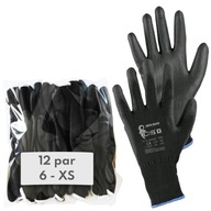 Pracovné rukavice CXS Brita Black, 12 párov, veľkosť 6