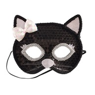 Čierno-strieborná maska ​​mačky s flitrovou mašľou pre deti 3 roky+, Souza!