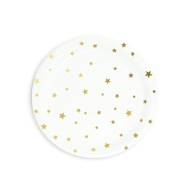 Biele papierové taniere so zlatými hviezdičkami 18cm