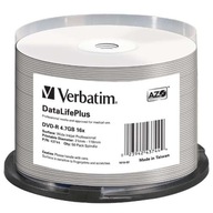 Verbatim DVD-R, DataLifePlus Wide Inkjetr Printable, 43744, 4,7 GB, 16X, cak