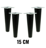 4 x nohy drevené nohy 15 cm s čiernymi plechmi 4 x nohy drevené nohy 15 cm s čiernymi plechmi