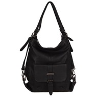 čierna kožená kabelka taška taška batoh 2v1