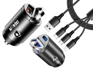 Silná mini nabíjačka do auta QC 3.0 + kábel 3v1 Silná mini nabíjačka do auta QC 3.0 + kábel 3v1