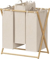 DREVENÝ BAMBUSOVÝ KOŠÍK NA PRÁDLO, 3 KOŠÍ, TRI PRIHRADKY, 150L ZCE1 DREVENÝ BAMBUSOVÝ KOŠÍK NA PRÁDLO, 3 KOŠÍ, TRI PRIHRADKY, 150L ZCE1