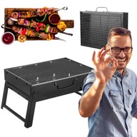 Cestovný gril na drevené uhlie prenosný skladací kufor s rukoväťou Cestovný gril na drevené uhlie prenosný skladací kufor s rukoväťou