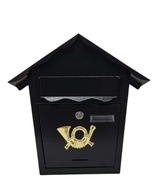 Čierna poštová schránka v tvare domu