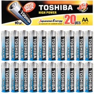 Alkalické batérie AA LR6 20 ks TOSHIBA 1,5V HIGH POWER +45%