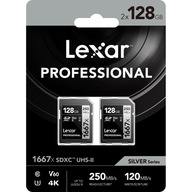2x Lexar SDXC Professional 128GB 250MB/s V60 1667x