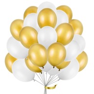 Balóny BIELE ZLATÉ 27 cm 12 palcov 100 ks na narodeniny svadobné prijímanie svadobná hostina Balóny BIELE ZLATÉ 27 cm 12 palcov 100 ks na narodeniny svadobné prijímanie svadobná hostina