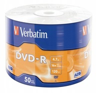 DVD-R disky 4,7 GB Verbatim AZO x16 torta 50 120min