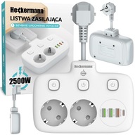 PREdlžovací kábel POWER STRIP 2500W S QC3.0 4x USB PREdlžovací kábel POWER STRIP 2500W S QC3.0 4x USB