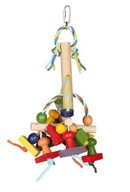 Farebná drevená hračka vtáčik, papagáj, 36 cm