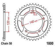 Oceľové zadné ozubené koleso JT R1800-42, 42Z, veľkosť 53 Oceľové zadné ozubené koleso JT R1800-42, 42Z, veľkosť 53
