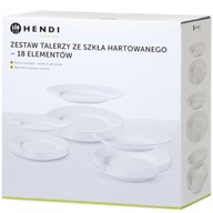 Sada tanierov z tvrdeného skla 18 ks. - Hendi Sada tanierov z tvrdeného skla 18 ks. - Hendi