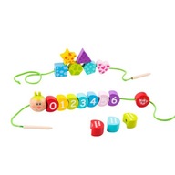 TOOKY TOY Drevené bloky na navliekanie húsenice TOOKY TOY Drevené bloky na navliekanie húsenice
