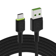 Kábel Green Cell Ray s LED podsvietením 2m USB-A - USB-C typu C