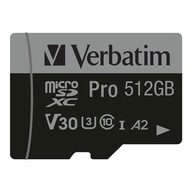 Pamäťová karta Micro SDXC Verbatim Pro U3 512 GB (100/90 MB/s) Class 10 U3 V3