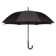 Dáždnik, čierny, veľký, dlhý, s bordovým lemom, Lancerto