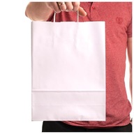 Biele papierové nákupné tašky 24x10x32cm 100 ks