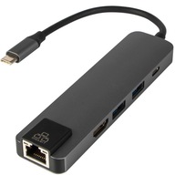 HUB USB-C sieťová karta, HDMI RJ45 adaptér 100MBPS