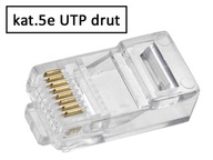 Zástrčka RJ45 UTP cat.5e, krútená dvojlinka, drôt AWG24-27, 100 ks. Zástrčka RJ45 UTP cat.5e, krútená dvojlinka, drôt AWG24-27, 100 ks.
