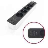 Ecolor predlžovací kábel so 4 zásuvkami s USB nabíjačkou